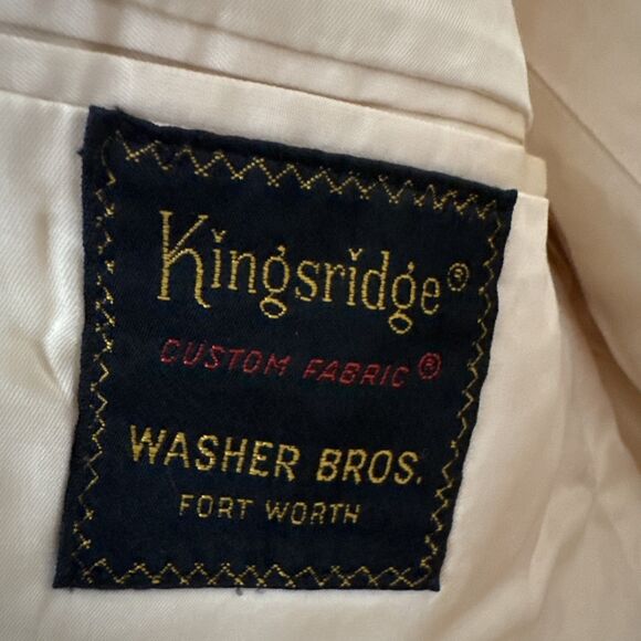Vtg 60s Mens Kingsridge 42R Cream USA Fort Worth Made Sport Coat Suit Jacket - Picture 9 of 14